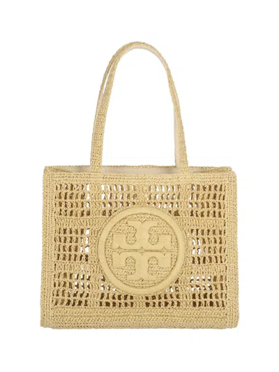 Tory Burch Ella Straw Small Tote Bag In Natural