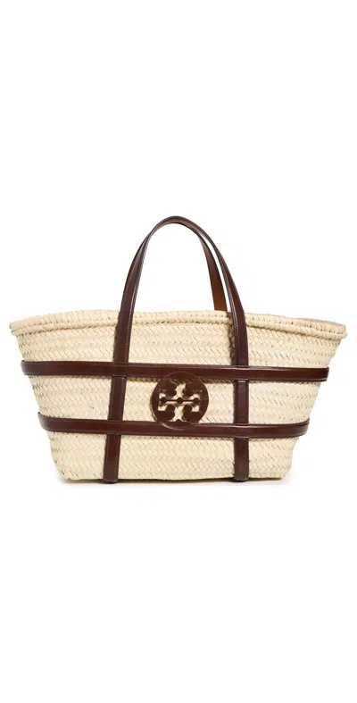 Tory Burch Ella Straw Basket Bag Classic Cuoio