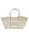 Tory Burch Woven White Leather Crossbody Bag With Iconic Logo In White