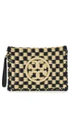 Tory Burch Ella Crochet Pouch In Black / Natural