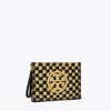 Tory Burch Ella Straw Pouch In Black/natural