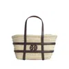 Tory Burch Small Ella Shopping Bag In Straw Classic Leather Color In Neutral