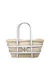 Tory Burch Woven White Leather Crossbody Bag With Iconic Logo