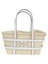 Tory Burch Woven White Leather Crossbody Bag With Iconic Logo In White