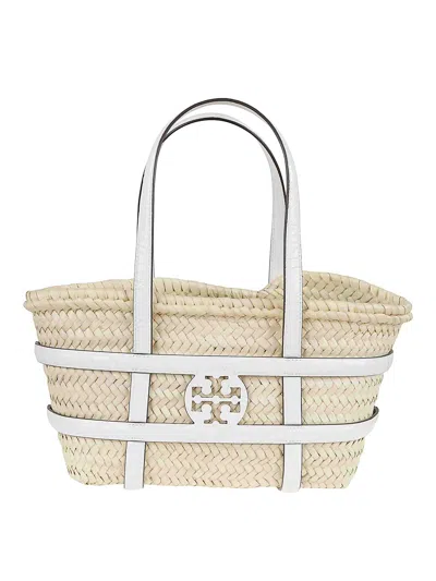 Tory Burch Ella Straw Small Basket In White
