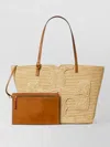 Tory Burch Ella Straw Structured Large Shoulder Tote In Multi