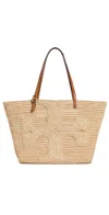 Tory Burch Ella Structured Straw Large Tote Bag Natural In Brown