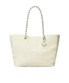 Tory Burch Ella Chain Terry Cloth Tote In White
