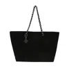 Tory Burch Terry Cotton Tote Bag With Chain Strap In Black
