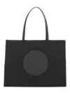 Tory Burch Spacious Black Tote With Embossed Logo And Sturdy Handles In Black