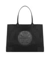 Tory Burch Small Ella Shopping Bag In Recycled Fabric With Front Logo In Black