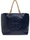 Tory Burch Ella Crinkle Patent Chain Tote In Blau