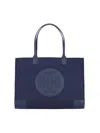 Tory Burch Large Ella Patent Logo-embossed Tote Bag In Blue