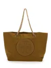 Tory Burch Ella Tote With Chain Handles And Logo Detail In Brown