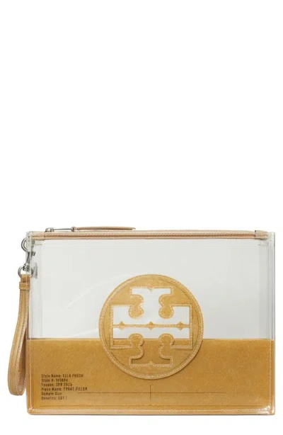 Tory Burch Ella Transparent Zip Pouch In White