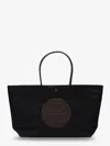Tory Burch Ella Twisted Black Tote Bag With Logo On The Front In Ecoleather Woman In Black
