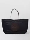 Tory Burch Ella Twisted Black Tote Bag With Logo On The Front In Ecoleather Woman