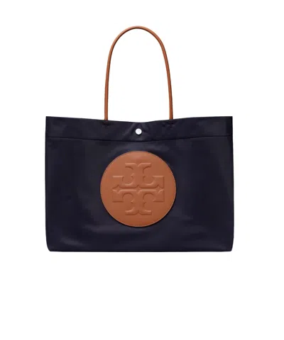 Tory Burch Ella Twist Reversible Tote In Navy