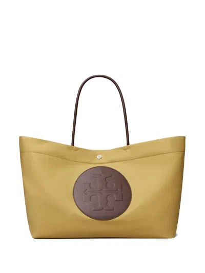 Tory Burch Ella Twist Nylon Shoulder Bag With Maxi Logo Patch On The Front In Neutral