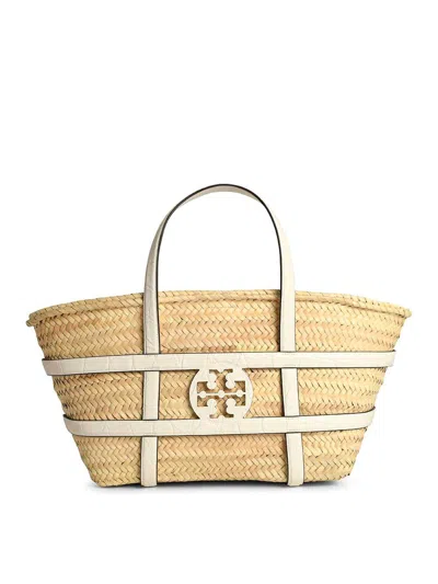Tory Burch Ella White Basket Straw Shopping Bag