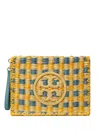 Tory Burch Ella Woven-check Clutch Bag In Yellow