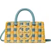 Tory Burch Ella Woven Satchel In Deep Turquoise