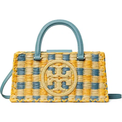 Tory Burch Ella Woven Satchel In Deep Turquoise