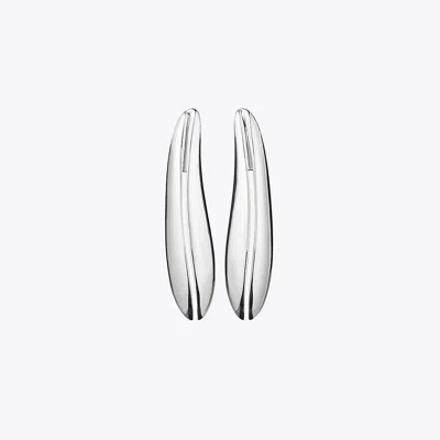Tory Burch Elongated Wave Earring In Light Silver