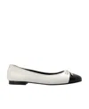 Tory Burch Quilted Cap Toe Ballet Flat In White