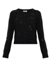 Tory Burch Embellished Button-fastening Sweater In Black
