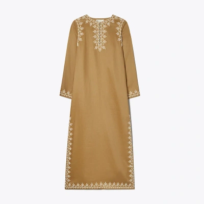 Tory Burch Embellished Caftan In Warm Nutmeg