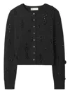 Tory Burch Embellished Wool Cardigan In Black