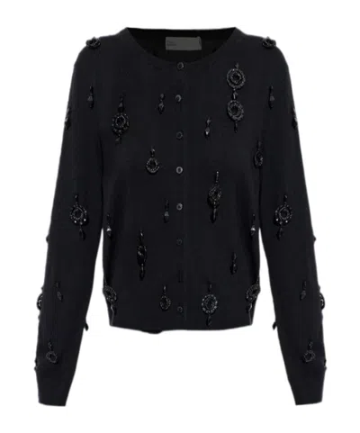 Tory Burch Embellished Cardigan In Black