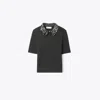 Tory Burch Embellished Collar Short-sleeve Top In Black