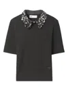 Tory Burch Embellished Collar Short-sleeve Top In Black