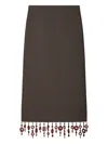Tory Burch Embellished Crepe Midi Skirt In Brown