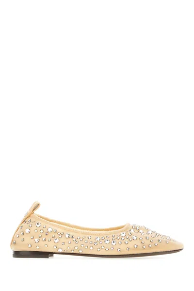 Tory Burch Embellished Fabric Ballerinas In Sheer