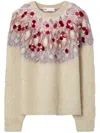Tory Burch Embellished Wool Sweater In Neutrals