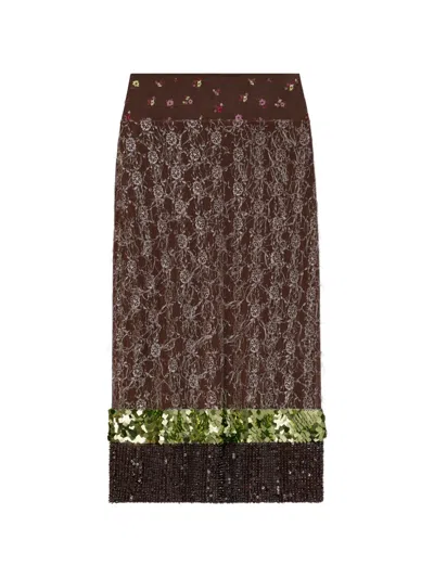Tory Burch Embellished Lace Skirt In Multi