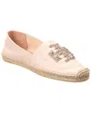 Tory Burch Embellished Leather Espadrille In Pink