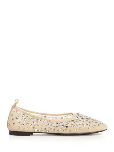 Tory Burch Embellished Mesh Ballet Flats Scarpe Basse Beige