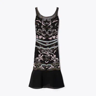 Tory Burch Embellished Mesh Dress In Multi