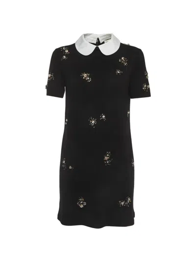 Pre-owned Tory Burch Embellished Mini Dress In Black