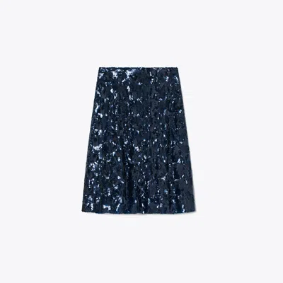Tory Burch Embellished Sequins Skirt In Blue