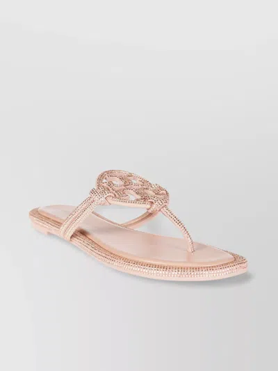 Tory Burch Embellished Strap Flat Sole Sandals