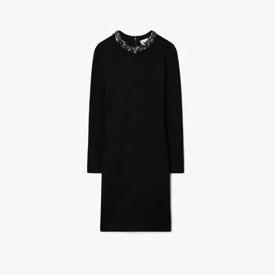 Tory Burch Sequin-collared Wool Sweater Dress In Black