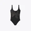 Tory Burch Embellished Swimsuit In Black