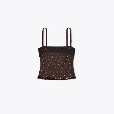 Tory Burch Embellished Tank In Black