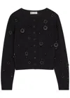 Tory Burch Embellished Wool And Cashmere-blend Cardigan In Black