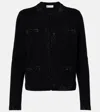 Tory Burch Embellished Wool-blend Cardigan In Black